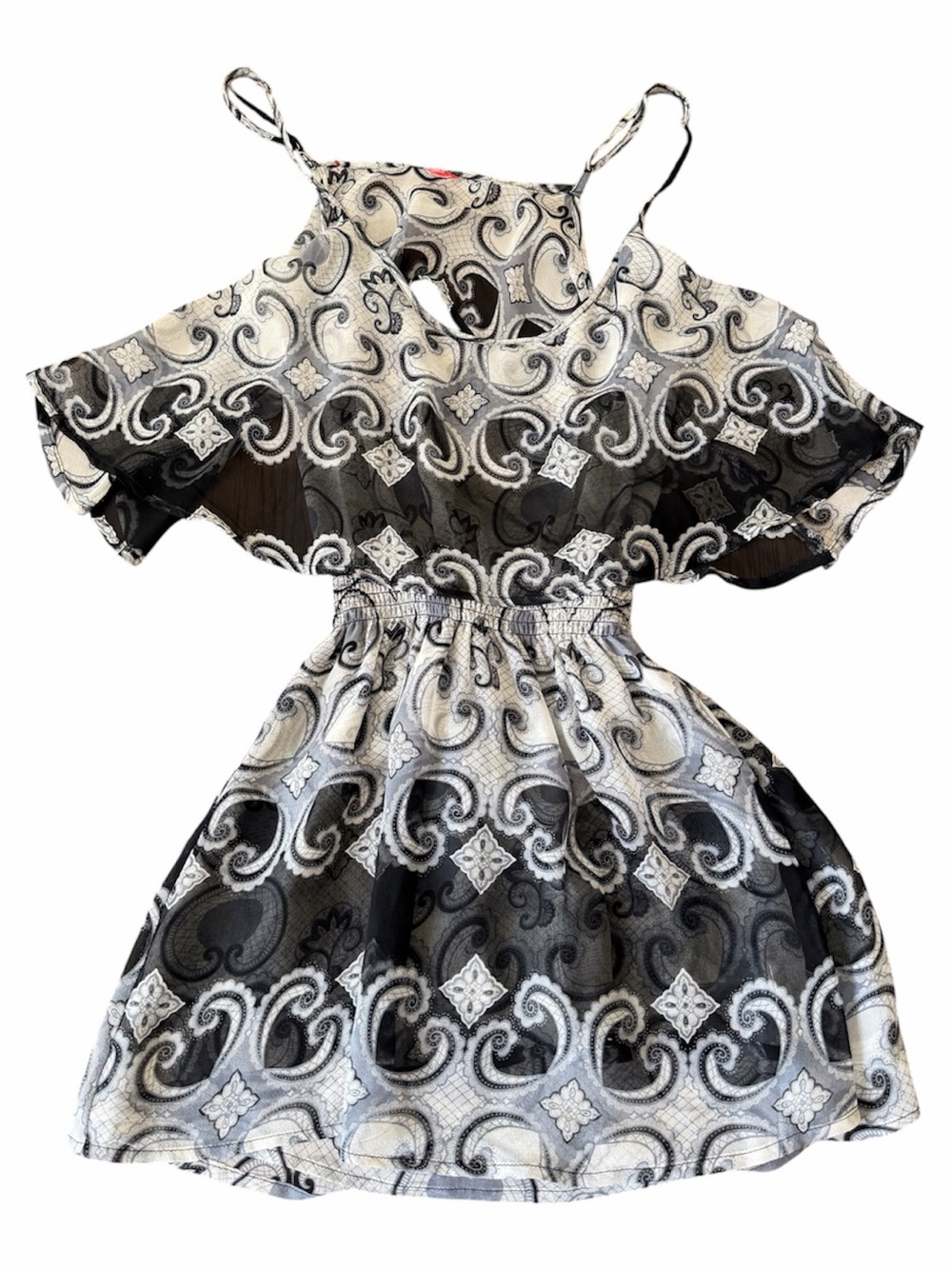 Red Carter Black and White Cold-Shoulder Dress